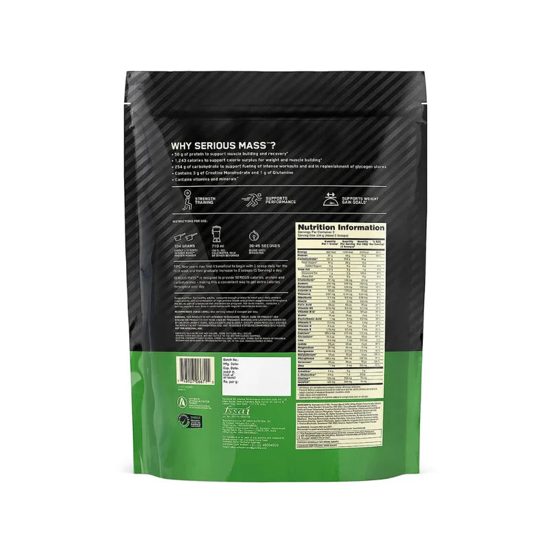 Optimum Nutrition Serious Mass (Chocolate Flavour, Net Wt 1 kg 2.2 lb)