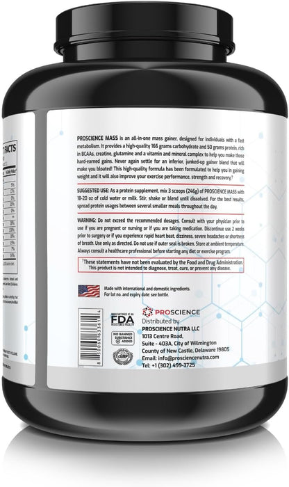 ProScience MASS Revolutionary Weight Gainer (Chocolate Peanut Butter flavour, Net Wt 6LBS )