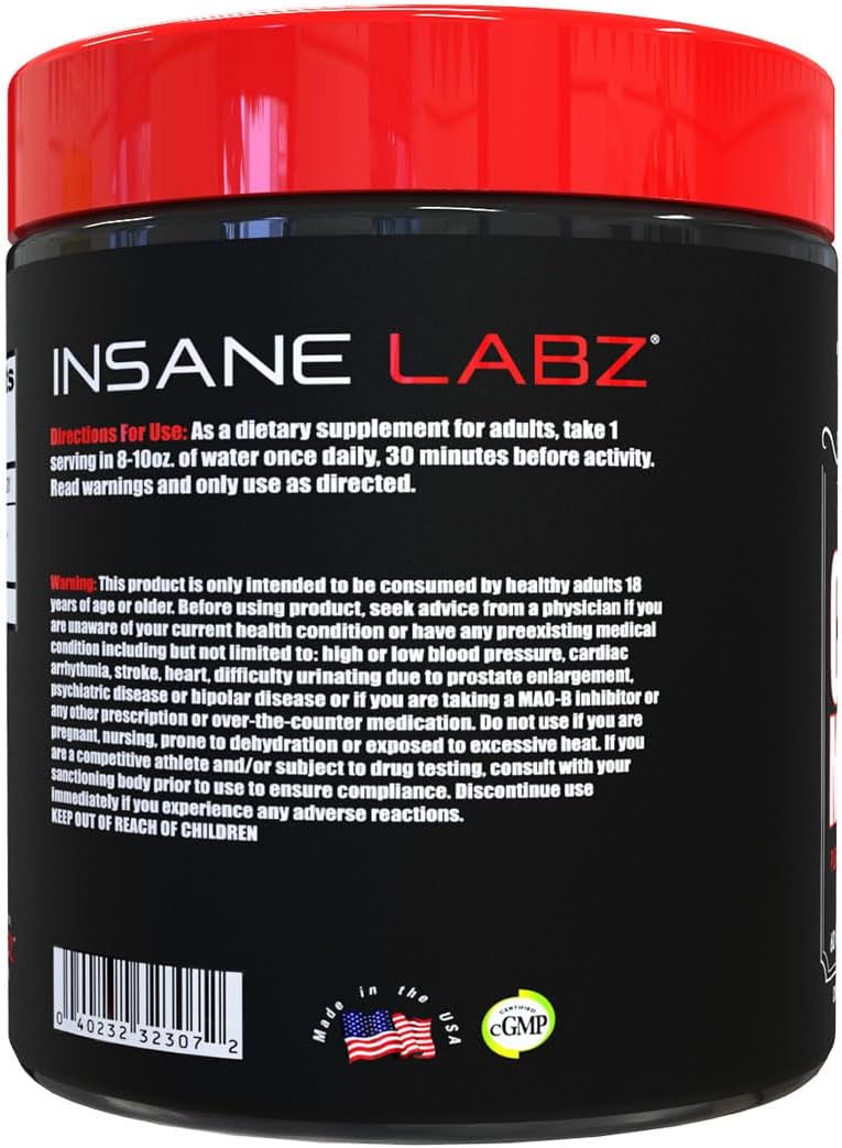Insane Labz Creatine Monohydrate (Unflavored, Net Wt 10.6oz 300g, 60 Servings)
