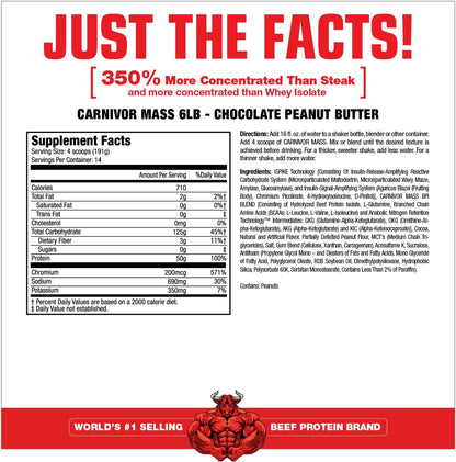 MuscleMeds Carnivor Mass Anabolic Beef Protein Gainer (Chocolate Peanut Butter Flavour, Net Wt 5.9 LBS 2674g)
