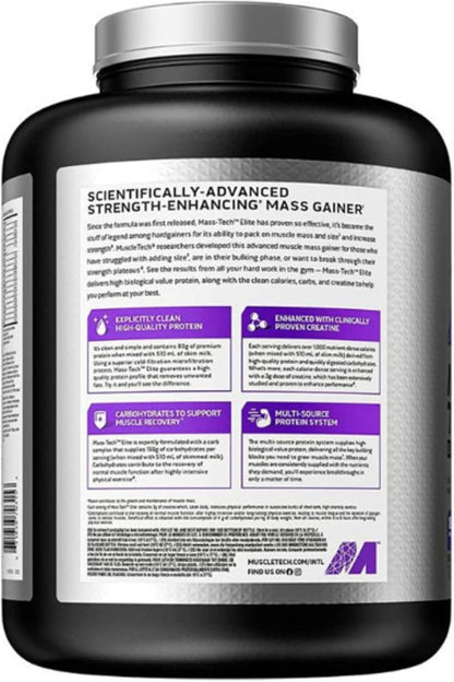 MuscleTech Mass Tech Elite (Strawberry flavour, Net Wt 6.00 LBS 2.72 KG)
