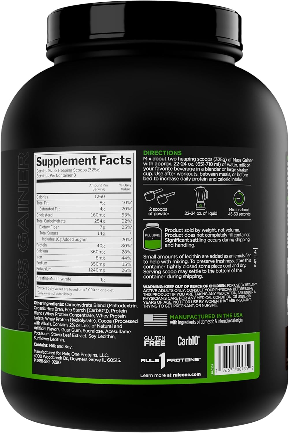 Rule 1 Mass Gainer (Chocolate Fudge Flavour, Net Wt 5.73 LBS 2.60 KG)