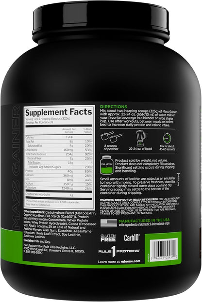 Rule 1 Mass Gainer (Chocolate Fudge Flavour, Net Wt 5.73 LBS 2.60 KG)
