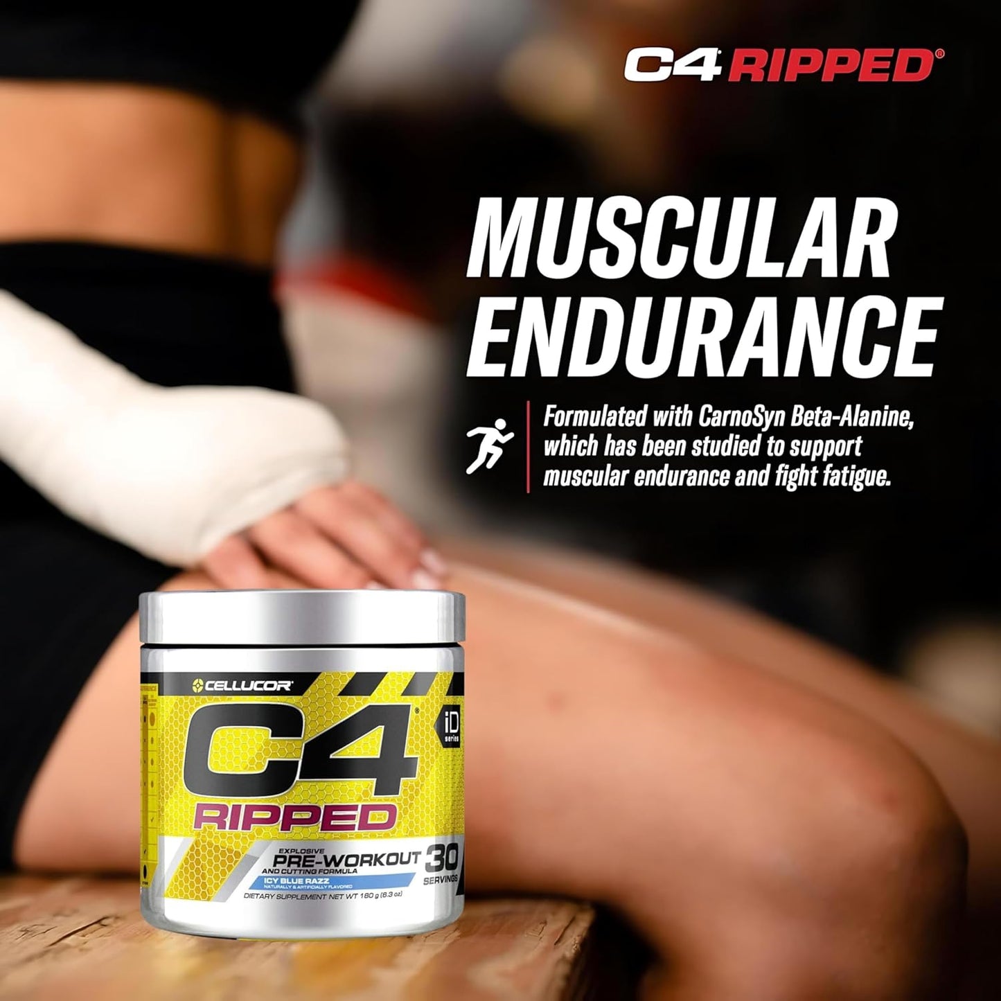 Cellucor C4 Pre-Workout Ripped (Icy Blue Razz flavour, Net Wt 189 g, 30 Servings)