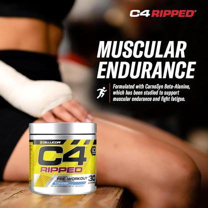 Cellucor C4 Pre-Workout Ripped (Icy Blue Razz flavour, Net Wt 189 g, 30 Servings)