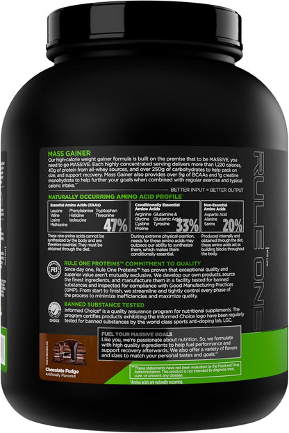 Rule 1 Mass Gainer (Chocolate Fudge Flavour, Net Wt 5.73 LBS 2.60 KG)