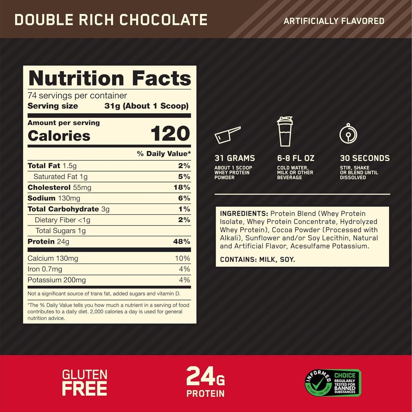 Gold Standard 100% Whey – Original by Optimum Nutrition (Double Rich Chocolate, 5lb)