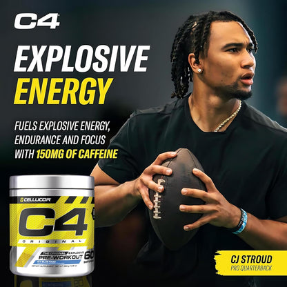 Cellucor C4 Original Explosive Pre-Workout (Icy Blue Razz Flavour, 60 Servings, Net Wt 13.8 OZ 390g)