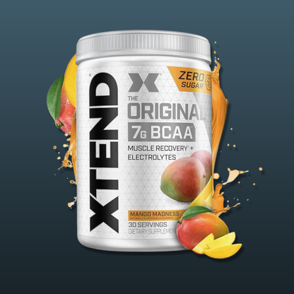 Xtend BCAA Original 7g Mango Madness 30 servings 390g Pakistan ultra muscle recovery electrolytes hydration zero sugar intra workout endurance anti catabolic lean muscle growth performance supplement buy original Xtend Pakistan

