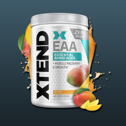Xtend EAA mango flavor BCAA amino acids supplement powder for muscle recovery, muscle growth, intra workout hydration, bodybuilding, gym performance, endurance training – original fitness supplement, buy gym supplements online Pakistan, authentic sports nutrition.