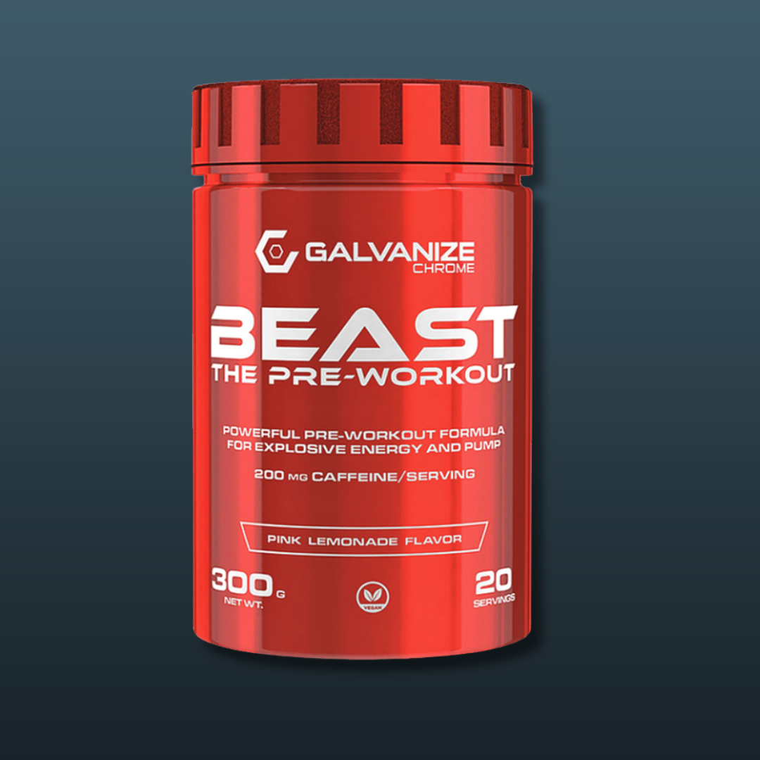 Galvanize Chrome BEAST Pre Workout Pink Lemonade Flavour 300g 20 Servings | Best Pre Workout Supplement in Pakistan | Buy Original Galvanize Chrome BEAST Pre Workout Online Pakistan | Imported Powerful Thermogenic Pre Workout Formula with Premium Stimulants Pump Enhancers & Cognitive Performance Amplifiers for Explosive Energy Skin Splitting Pumps Razor Sharp Focus & Superhuman Training Endurance | Top Pre Workout Supplement for Bodybuilding Powerlifting Strength Training High Intensity Interval Training & 
