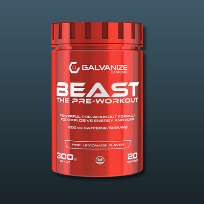 Galvanize Chrome BEAST Pre Workout Pink Lemonade Flavour 300g 20 Servings | Best Pre Workout Supplement in Pakistan | Buy Original Galvanize Chrome BEAST Pre Workout Online Pakistan | Imported Powerful Thermogenic Pre Workout Formula with Premium Stimulants Pump Enhancers & Cognitive Performance Amplifiers for Explosive Energy Skin Splitting Pumps Razor Sharp Focus & Superhuman Training Endurance | Top Pre Workout Supplement for Bodybuilding Powerlifting Strength Training High Intensity Interval Training & 