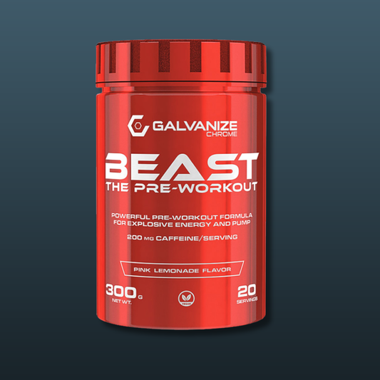Galvanize Chrome BEAST Pre Workout Pink Lemonade Flavour 300g 20 Servings | Best Pre Workout Supplement in Pakistan | Buy Original Galvanize Chrome BEAST Pre Workout Online Pakistan | Imported Powerful Thermogenic Pre Workout Formula with Premium Stimulants Pump Enhancers & Cognitive Performance Amplifiers for Explosive Energy Skin Splitting Pumps Razor Sharp Focus & Superhuman Training Endurance | Top Pre Workout Supplement for Bodybuilding Powerlifting Strength Training High Intensity Interval Training & 