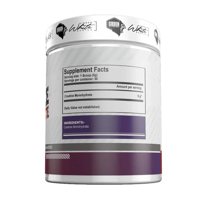 Gibbon Nutrition Pure Creatine Monohydrate (Unflavored, Net Wt 300g, 60 Servings)
