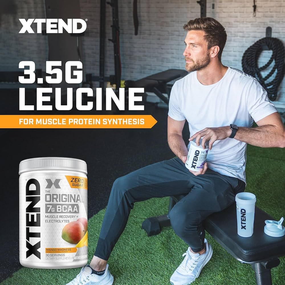 Xtend BCAA – The Original 7 g BCAA Muscle Recovery + Electrolytes (Zero Sugar,Flavour Mango Madness, 30 servings, 390 g)
