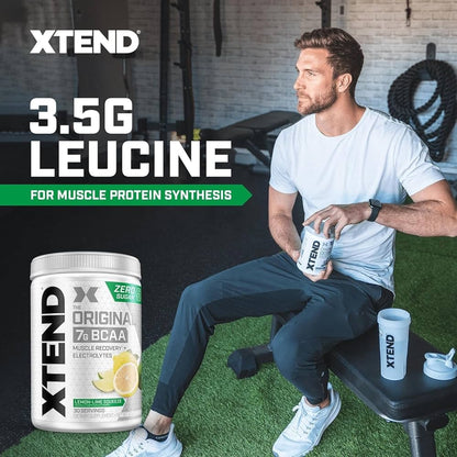 Xtend BCAA – The Original 7 g BCAA Muscle Recovery + Electrolytes (Zero Sugar,Flavour Lemon Lime Squeeze, 30 servings, 405 g)