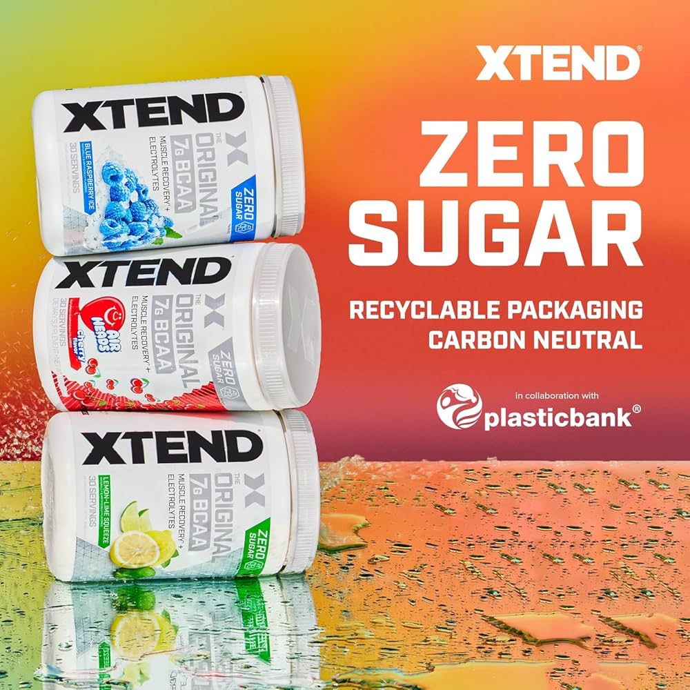 Xtend BCAA – The Original 7 g BCAA Muscle Recovery + Electrolytes (Zero Sugar,Flavour Lemon Lime Squeeze, 30 servings, 405 g)