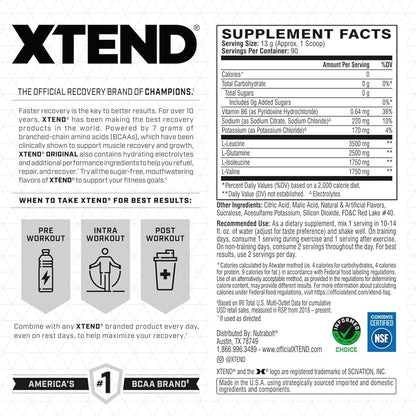 Xtend BCAA – The Original 7 g BCAA Muscle Recovery + Electrolytes (Zero Sugar,Flavour Strawberry Kiwi Splash&nbsp;, 90 servings, 292 g)