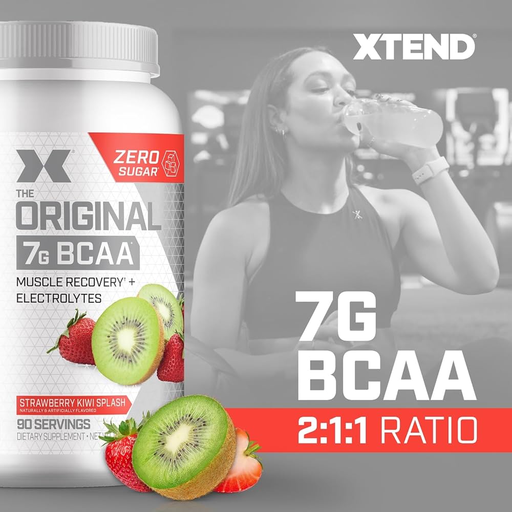 Xtend BCAA – The Original 7 g BCAA Muscle Recovery + Electrolytes (Zero Sugar,Flavour Strawberry Kiwi Splash&nbsp;, 90 servings, 292 g)