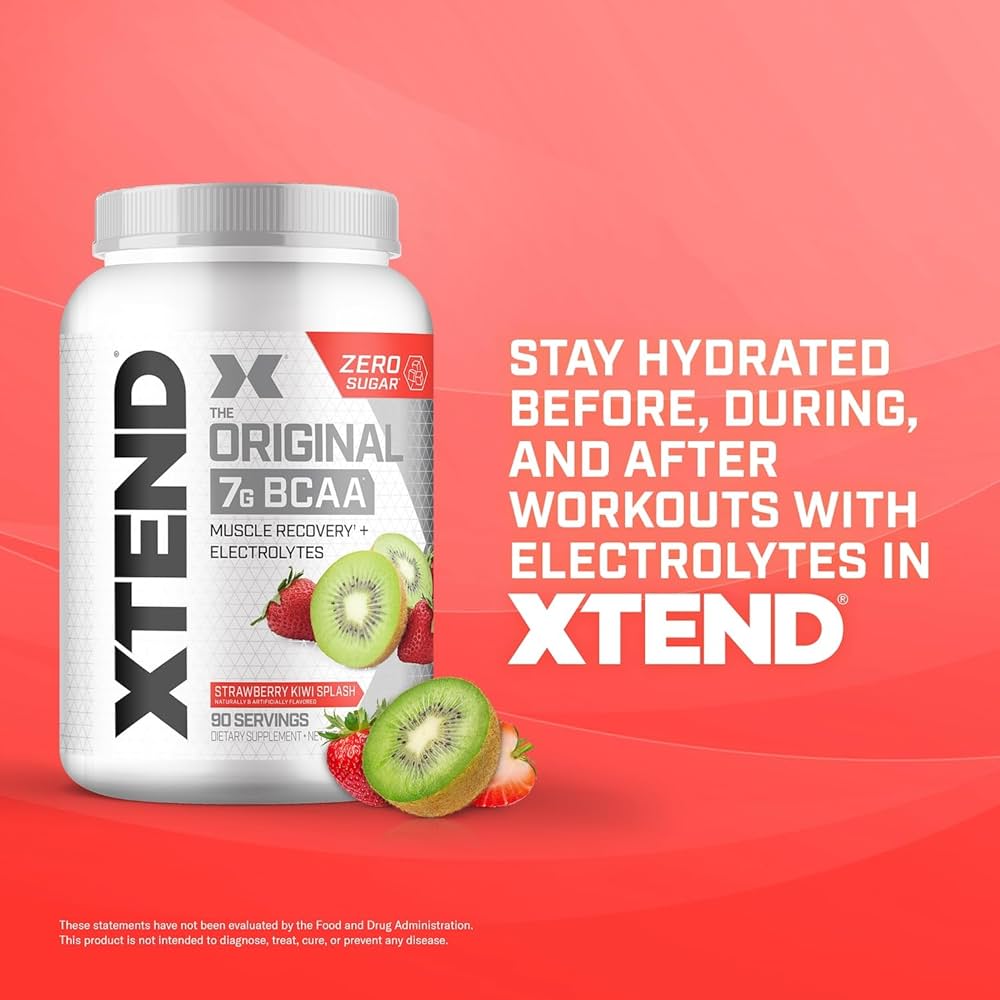 Xtend BCAA – The Original 7 g BCAA Muscle Recovery + Electrolytes (Zero Sugar,Flavour Strawberry Kiwi Splash&nbsp;, 90 servings, 292 g)