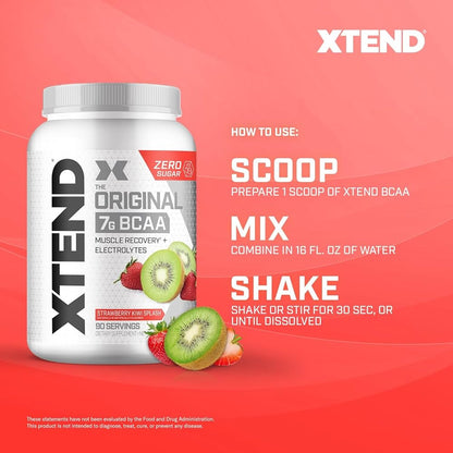 Xtend BCAA – The Original 7 g BCAA Muscle Recovery + Electrolytes (Zero Sugar,Flavour Strawberry Kiwi Splash&nbsp;, 90 servings, 292 g)