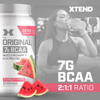Xtend BCAA – The Original 7 g BCAA Muscle Recovery + Electrolytes (Zero Sugar,Flavour watermelon explosion, 90 servings, 292 g)