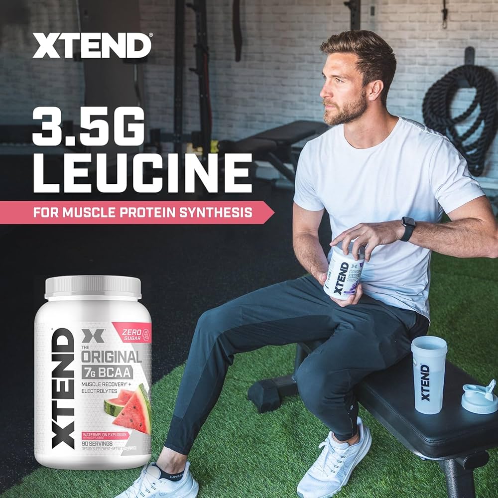 Xtend BCAA – The Original 7 g BCAA Muscle Recovery + Electrolytes (Zero Sugar,Flavour watermelon explosion, 90 servings, 292 g)