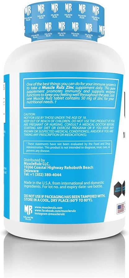 Muscle Riot ZINC 50 mg (Premium Zinc Formula, 120 tablets – 120 servings)