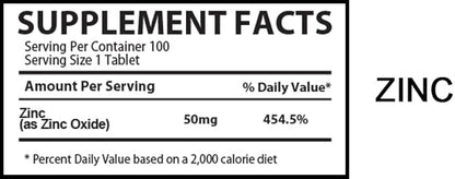 Muscle Riot ZINC 50 mg (Premium Zinc Formula, 120 tablets – 120 servings)