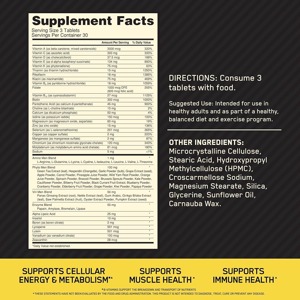 Optimum Nutrition OPTI-MEN (Multivitamin for Active Men, 90 tablets – 30 servings)