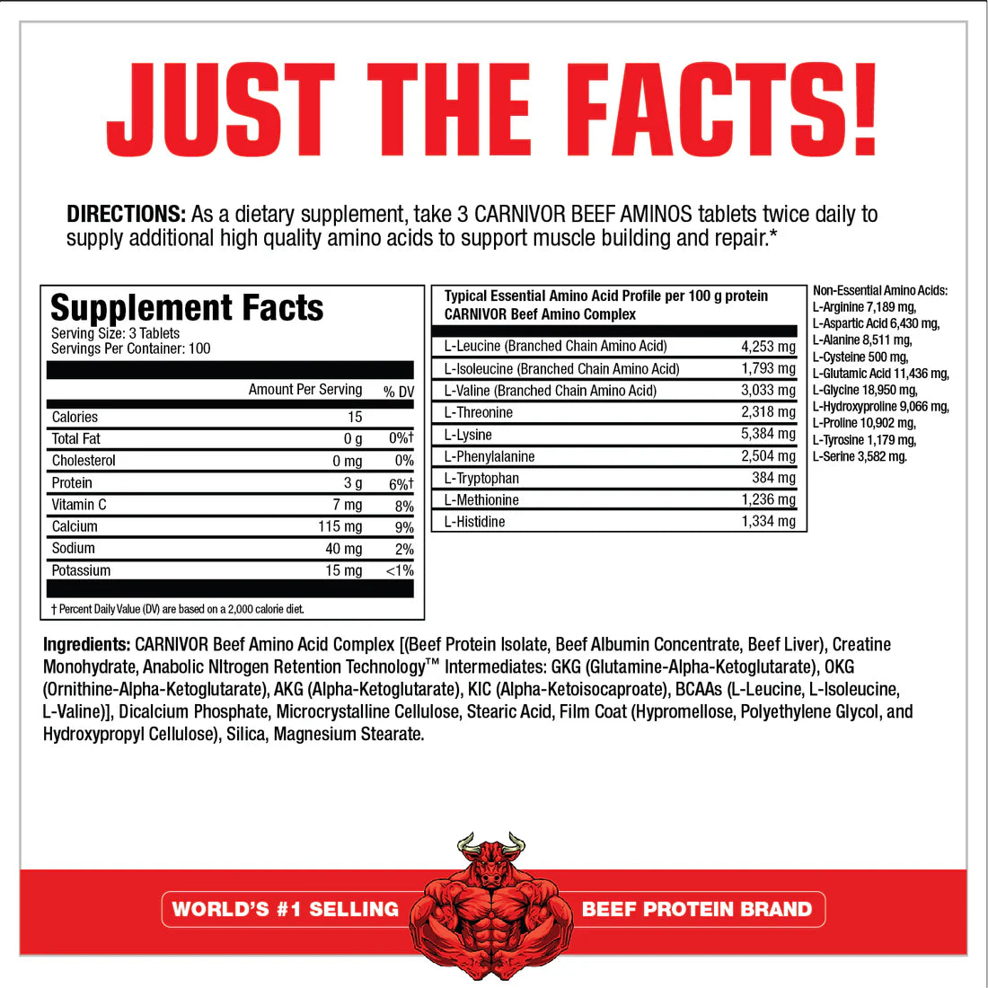 MuscleMeds Carnivor Beef Aminos (300 Tablets)