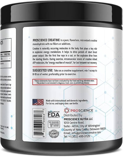 Pro Science Creatine Monohydrate (Unflavoured – 300g / 60 Servings)