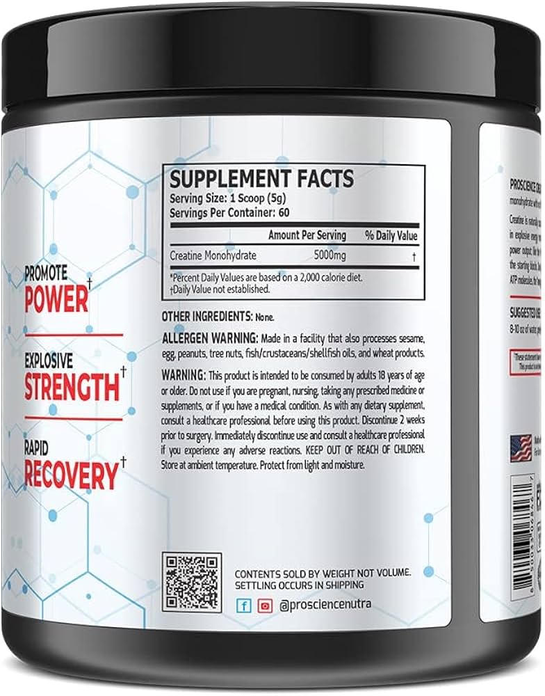 Pro Science Creatine Monohydrate (Unflavoured – 300g / 60 Servings)