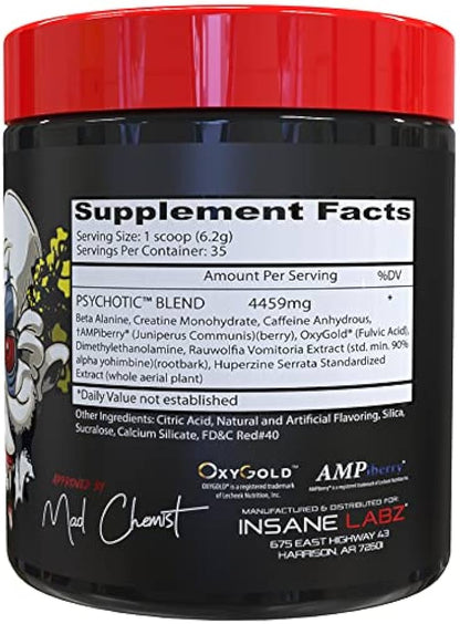 Insane Labz Psychotic Pre‑Workout (Fruit Punch / Watermelon / other flavours, Net Wt 35 Servings)