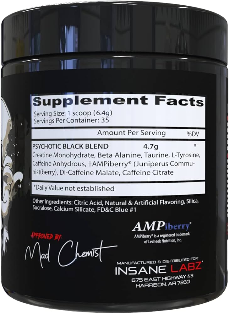 Insane Labz Psychotic Pre‑Workout (blueberry raspberry/ Watermelon / other flavours, Net Wt 35 Servings)