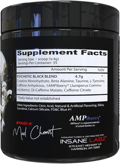 Insane Labz Psychotic Pre‑Workout (blueberry raspberry/ Watermelon / other flavours, Net Wt 35 Servings)