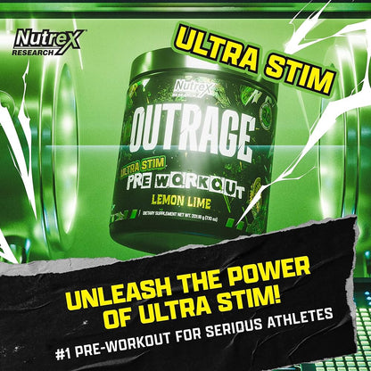 Nutrex Outrage Pre‑Workout (Lemon Lime flavour, Net Wt 201 g)