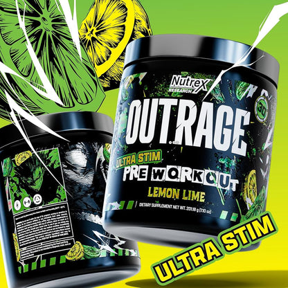 Nutrex Outrage Pre‑Workout (Lemon Lime flavour, Net Wt 201 g)