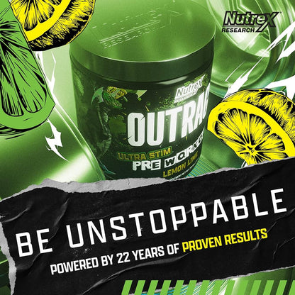 Nutrex Outrage Pre‑Workout (Lemon Lime flavour, Net Wt 201 g)
