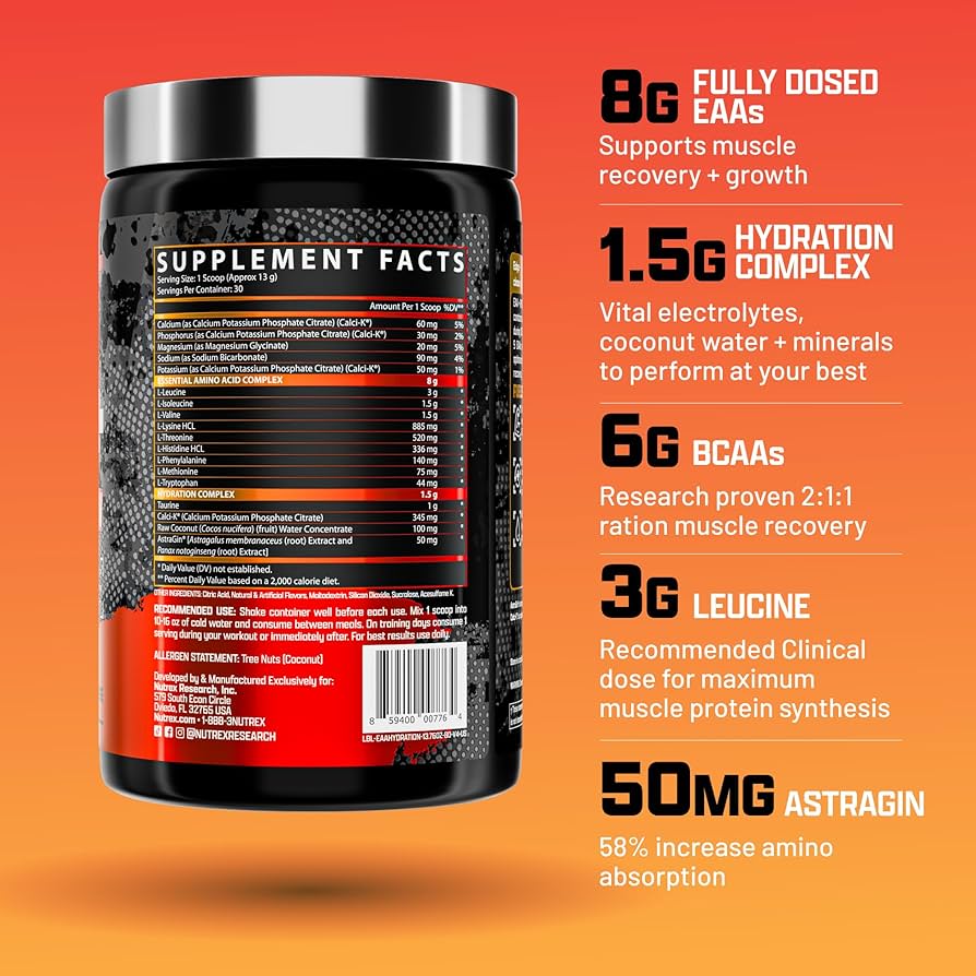 EAA Hydration (Blood Orange flavour, Net Wt 390 g, 30 Servings)